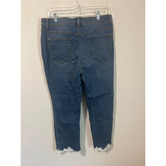 Inc Skinny Leg Regular Fit Jean Lace Hem inset Sz 14P Medium Wash Button Fly boh - Picture 6 of 11